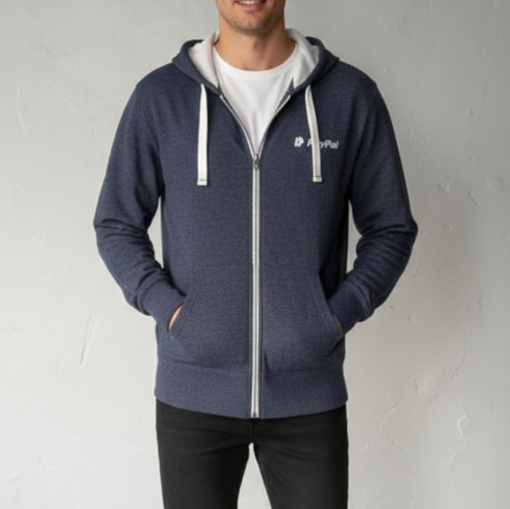 NWT Roots 73 Men's 2XL Blue Full Zip Hoodie PayPal Logo